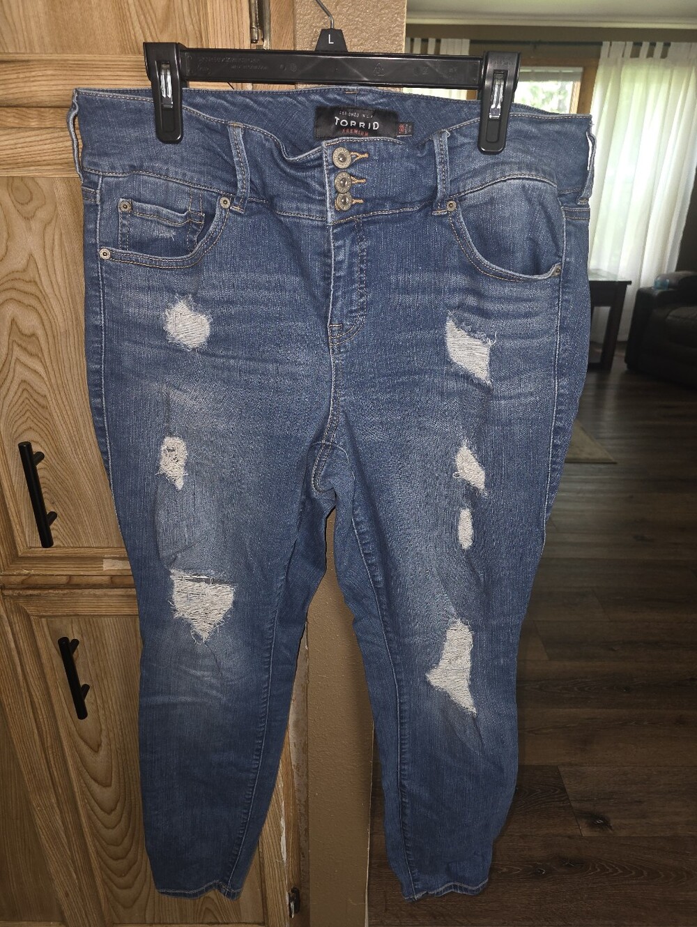 Torrid Plus Distressed Blue Skinny Jeans